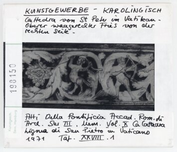 Vorschaubild Kunstgewerbe: Karolinigisch. Cathedra von St. Peter, Vatikan, Oberer waagerechter Fries Diasammlung